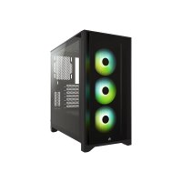 CORSAIR iCUE 4000X RGB - Tower - ATX - Seitenteil mit Fenster (gehärtetes Glas) - keine Spannungsversorgung (ATX) - Schwarz - USB/Audio