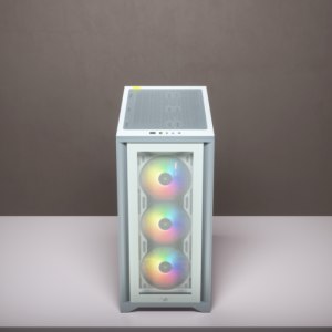 CORSAIR iCUE 4000X RGB - Tower - ATX - Seitenteil mit Fenster (gehärtetes Glas) - keine Spannungsversorgung (ATX) - weiß - USB/Audio