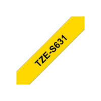 Brother TZe-S631 - Extrem stark haftend - Schwarz auf Gelb - Rolle (1,2 cm x 8 m)