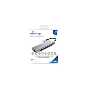 MEDIARANGE MRCS510 - USB 3.2 Gen 1 (3.1 Gen 1) Type-C - 60 W - Silber - SD - SDHC - SDXC - USB 3.2 Gen 1 (3.1 Gen 1) Type-A - USB 3.2 Gen 1 (3.1 Gen 1) Type-C - Aluminium