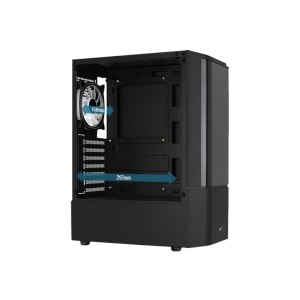 AeroCool Quantum - MDT - ATX - Seitenteil mit Fenster (gehärtetes Glas) - keine Spannungsversorgung (ATX) - Schwarz - USB/Audio