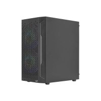 AeroCool Trinity Mini-G-BK-V2 - MT - micro ATX - Seitenteil mit Fenster (gehärtetes Glas) - keine Spannungsversorgung (ATX) - Schwarz - USB/Audio