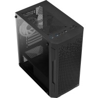 AeroCool Trinity Mini-G-BK-V2 - MT - micro ATX - Seitenteil mit Fenster (gehärtetes Glas) - keine Spannungsversorgung (ATX) - Schwarz - USB/Audio