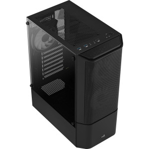 AeroCool Quantum Mesh - MDT - ATX - Seitenteil mit Fenster (gehärtetes Glas) - keine Spannungsversorgung (ATX) - Schwarz - USB/Audio