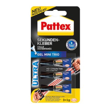 Pattex Sekundenkleber Ultra Gel Mini Trio 3 Tuben… 1 g - 3er