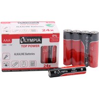 Olympia 40180. Batteriegröße: AAA, Batterietechnologie: Alkali, Anzahl enthaltener Batterien: 24 Stück(e). Verpackungsart: Fensterbox