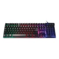 Manhattan Gaming USB Keyboard, Metal Base Edition, 12 Function Keys, Rainbow-LED Backlighting, 19 Anti-Ghost Key Caps, IPX4 (Splashproof)