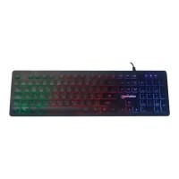 Manhattan Gaming USB Keyboard, Low Force Key Edition, 12 Multimedia Keys, Rainbow-LED Backlighting, USB-A, Black, Retail Box (German layout)