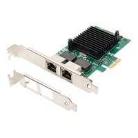 DIGITUS 2 Port Gigabit Ethernet Netzwerkkarte, RJ45, PCI Express, Intel Chipsatz