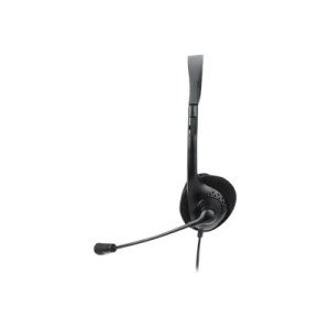 Manhattan Stereo On-Ear Headset (USB), Microphone Boom, Polybag Packaging, Adjustable Headband, Ear Cushion, 1x USB-A for both sound and mic use, cable 1.5m, Three Year Warranty