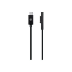 Manhattan USB-C to Surface Connect Cable, 1.8m, Male to Male. 15V/3A, Black, Lifetime Warranty, Polybag