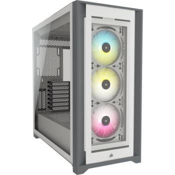 Corsair iCUE 5000X RGB - Midi Tower - PC - Plastic - Steel - Tempered glass - White - ATX,EATX,ITX - Gaming