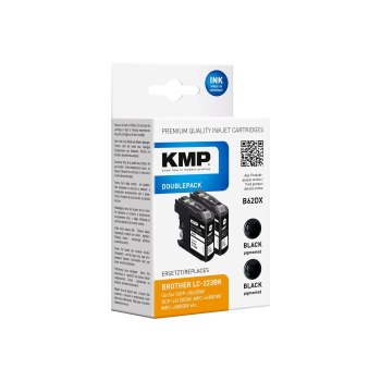 KMP DOUBLEPACK B62DX - 2er-Pack - 11.8 ml - Schwarz - kompatibel - Tintenpatrone (Alternative zu: Brother LC-223BK)