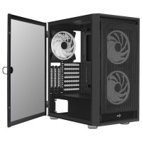 AeroCool Graphite-G-BK-v3 - MDT - ATX - Seitenteil mit Fenster (gehärtetes Glas) - keine Spannungsversorgung (ATX) - Schwarz - USB/Audio