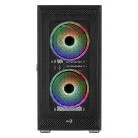 AeroCool Graphite-G-BK-v3 - MDT - ATX - Seitenteil mit Fenster (gehärtetes Glas) - keine Spannungsversorgung (ATX) - Schwarz - USB/Audio