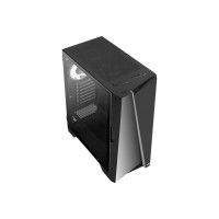 AeroCool Mirage-G-BK-v1 - MDT - ATX - Seitenteil mit Fenster (gehärtetes Glas) - keine Spannungsversorgung (ATX) - Schwarz - USB/Audio