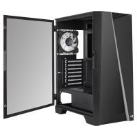 AeroCool Mirage-G-BK-v1 - MDT - ATX - Seitenteil mit Fenster (gehärtetes Glas) - keine Spannungsversorgung (ATX) - Schwarz - USB/Audio