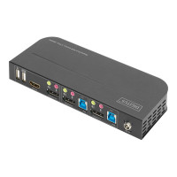 DIGITUS KVM-Switch, 2-Port, 4K60Hz, 2 x DP in,  1 x DP/HDMI out