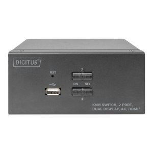 DIGITUS KVM Switch, 2 Port, Dual Display, 4K, HDMI®