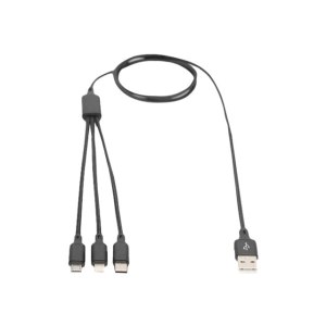DIGITUS 3-in-1 Charger Cable, USB A - Lightning + Micro USB + USB-C