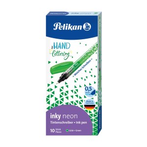 Pelikan inky neon. Bauart: Stick Pen, Produktfarbe: Grün, Schreibfarben: Grün. Verpackungsart: Box, Menge pro Packung: 10 Stück(e)