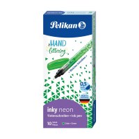 Pelikan inky neon. Bauart: Stick Pen, Produktfarbe: Grün, Schreibfarben: Grün. Verpackungsart: Box, Menge pro Packung: 10 Stück(e)