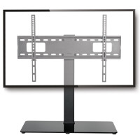 Schwaiger - Aufstellung - für LCD-TV / gekrümmter LCD-TV - Kunststoff, Temperglas, massiver Stahl - Schwarz - Bildschirmgröße: 94-177.8 cm (37"-70") - Bodenaufstellung