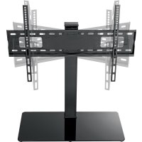 Schwaiger - Aufstellung - für LCD-TV / gekrümmter LCD-TV - Kunststoff, Temperglas, massiver Stahl - Schwarz - Bildschirmgröße: 94-177.8 cm (37"-70") - Bodenaufstellung