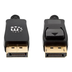 Manhattan DisplayPort 1.4 Cable, 8K@60hz, 1m, Braided Cable, Male to Male, With Latches, Fully Shielded, Black, Lifetime Warranty, Polybag