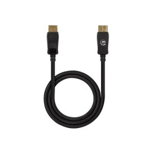 Manhattan DisplayPort 1.4 Cable, 8K@60hz, 1m, Braided Cable, Male to Male, With Latches, Fully Shielded, Black, Lifetime Warranty, Polybag - DisplayPort-Kabel - DisplayPort (M)