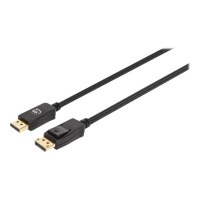 Manhattan DisplayPort 1.4 Cable, 8K@60hz, 1m, Braided Cable, Male to Male, With Latches, Fully Shielded, Black, Lifetime Warranty, Polybag