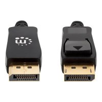 Manhattan DisplayPort 1.4 Cable, 8K@60hz, 2m, Braided Cable, Male to Male, With Latches, Fully Shielded, Black, Lifetime Warranty, Polybag