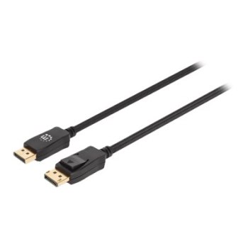 Manhattan DisplayPort 1.4 Cable, 8K@60hz, 3m, Braided Cable, Male to Male, With Latches, Fully Shielded, Black, Lifetime Warranty, Polybag - DisplayPort-Kabel - DisplayPort (M)