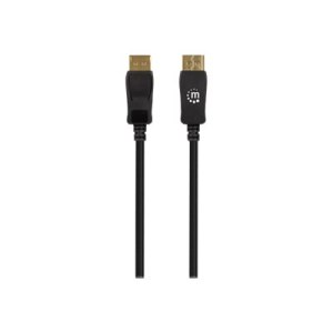 Manhattan DisplayPort 1.4 Cable, 8K@60hz, 3m, Braided Cable, Male to Male, With Latches, Fully Shielded, Black, Lifetime Warranty, Polybag - DisplayPort-Kabel - DisplayPort (M)