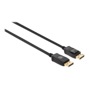 Manhattan DisplayPort 1.4 Cable, 8K@60hz, 3m, Braided Cable, Male to Male, With Latches, Fully Shielded, Black, Lifetime Warranty, Polybag - DisplayPort-Kabel - DisplayPort (M)