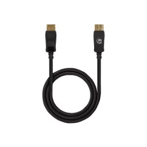 Manhattan DisplayPort 1.4 Cable, 8K@60hz, 3m, Braided Cable, Male to Male, With Latches, Fully Shielded, Black, Lifetime Warranty, Polybag - DisplayPort-Kabel - DisplayPort (M)