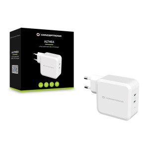 Conceptronic ALTHEA - Netzteil - 100 Watt - PD 3.0 - 2 Ausgabeanschlussstellen (2 x USB-C) - weiß