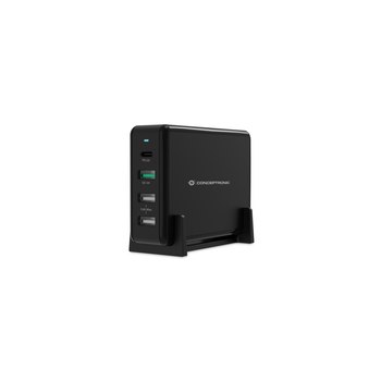 Conceptronic OZUL 4-Port 65W USB-PD Desktop-Ladegerät - Indoor - AC - 5 V - Schwarz