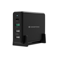 Conceptronic OZUL 4-Port 65W USB-PD Desktop-Ladegerät - Indoor - AC - 5 V - Schwarz