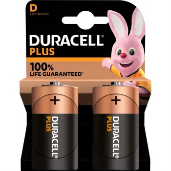 Duracell Plus 100 D - Einwegbatterie - D - Alkali - 1,5 V - 2 Stück(e) - Mehrfarbig