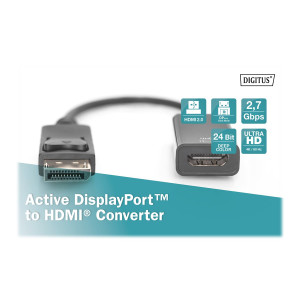 DIGITUS Aktiver DisplayPort Adapter / Konverter, DP auf HDMI