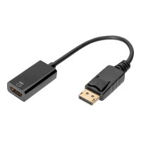 DIGITUS DisplayPort Adapterkabel DP - HDMI Typ A St/Bu 0.2m w/lock 2.0 akt. CE gold - Displayport