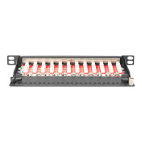 DIGITUS CAT 6A, Class EA Patch Panel, shielded, 12-port, 0.5U, 10", black