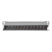 DIGITUS CAT 6A, Class EA Patch Panel, shielded, 12-port, 0.5U, 10", black