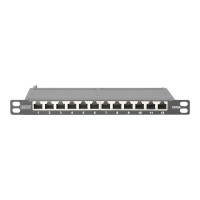 DIGITUS CAT 6A, Class EA Patch Panel, shielded, 12-port, 0.5U, 10", black