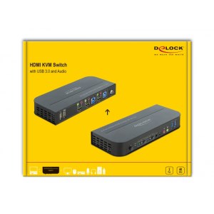 DeLOCK HDMI KVM Switch 4K 60 Hz with USB 3.0 and Audio - KVM-/Audio-/USB-Switch - 2 x KVM/Audio/USB - 1 lokaler Benutzer - Desktop