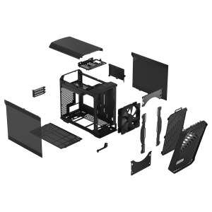 Fractal Design Torrent Nano - Tower - Mini-DTX - Seitenteil mit Fenster (gehärtetes Glas) - keine Spannungsversorgung (ATX) - Schwarz getönt - USB/Audio