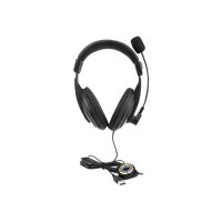 Manhattan Stereo Over-Ear Headset (USB), Microphone Boom (padded), Retail Box Packaging, Adjustable Headband, Ear Cushions, 1x USB-A for both sound and mic use, cable 1.5m, Three Year Warranty - Headset - ohrumschließend - kabelgebunden - USB-A - Schwarz