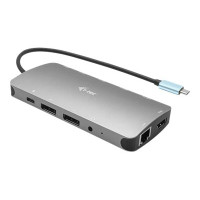 i-tec Metal USB-C Nano 3x Display Docking Station + Power Delivery 100 W - Cablato - USB 3.2 Gen 1 (3.1 Gen 1) Type-C - 100 W - 3,5 mm - 10,100,1000 Mbit/s - Argento