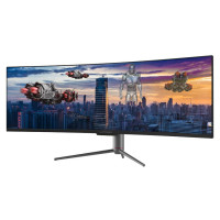 LC Power - QLED-Monitor - gebogen - 124.46 cm (49") - 5120 x 1440 Dual Quad HD @ 120 Hz - VA - 400 cd/m² - 3000:1 - 6 ms - 2xHDMI, 2xDisplayPort - Anthracite Black